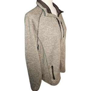 Swiss Tech Heathered Tan Zip Up Sweater Sweatshirt Size Med 38-40